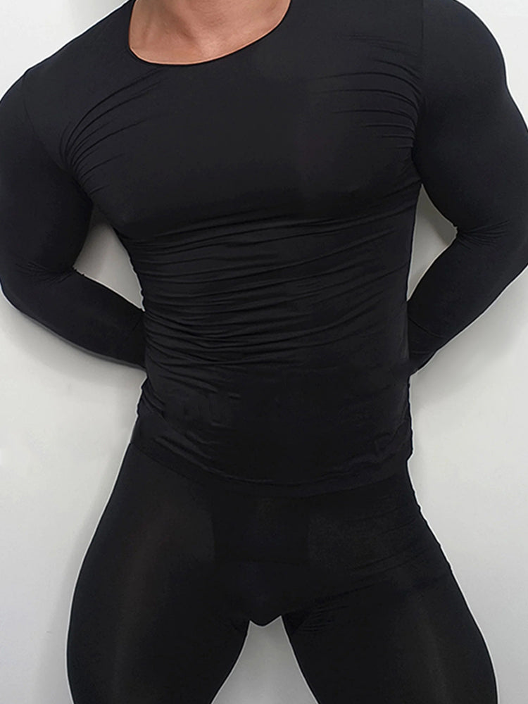 Men's Thin Seamless Top Pants Two-Piece Set
