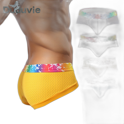 4 Pack Breathable Modal Colored Belt Briefs-rainbow pride underwear