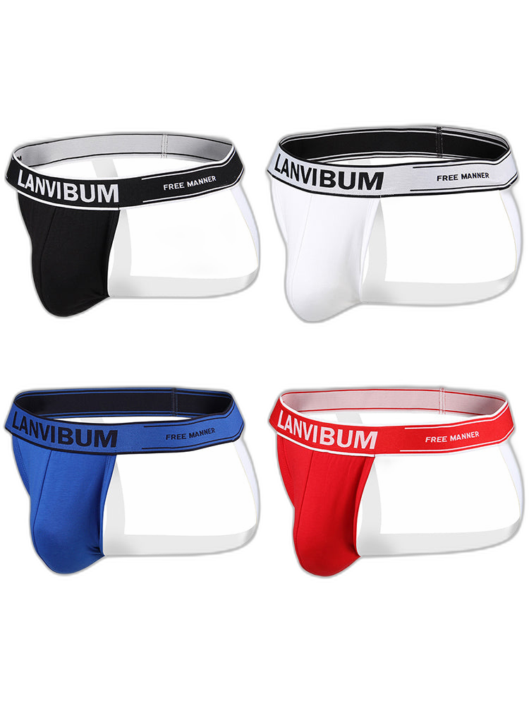 4 Pack Men's Mid-Rise Sexy Comfortable Cotton Jockstrap