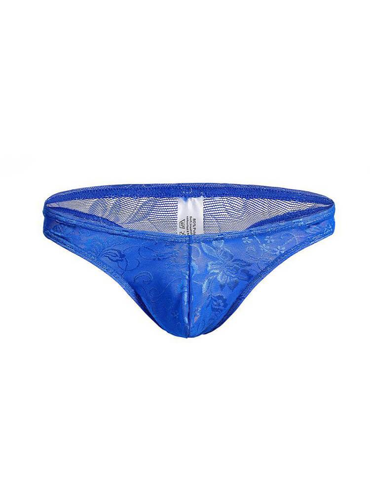 Men's Floral Pattern Low-Rise Lace Thong