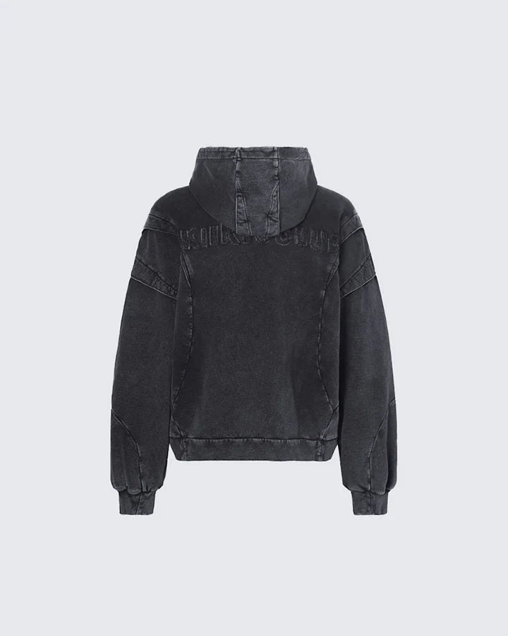 American Avant-Garde Washed Distressed Deconstructed Armor Hoodie Set