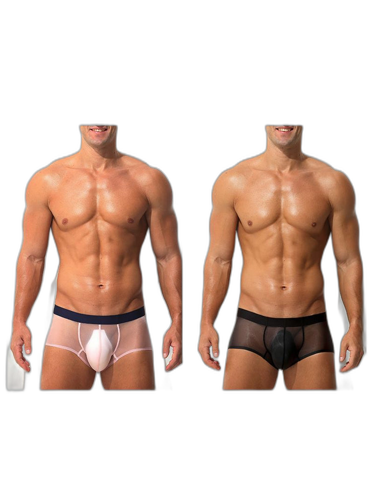 Men's Transparent Sexy Ice Silk Seamless Boxer Briefs