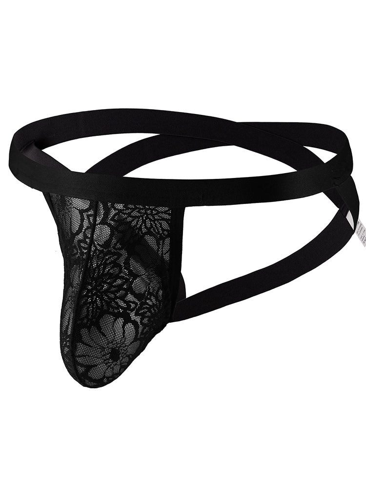 Men's Sexy Lace Crossed Waistband U-Shaped Jockstrap