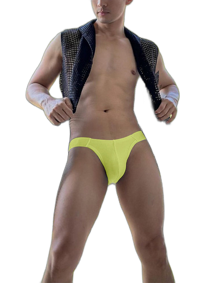 2 Pack Men's Solid Color Ribbed Cotton Sports Butt-Lifting Bikini