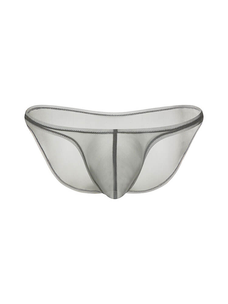 Men's Sheer Solid Color U-Pouch Thin Briefs