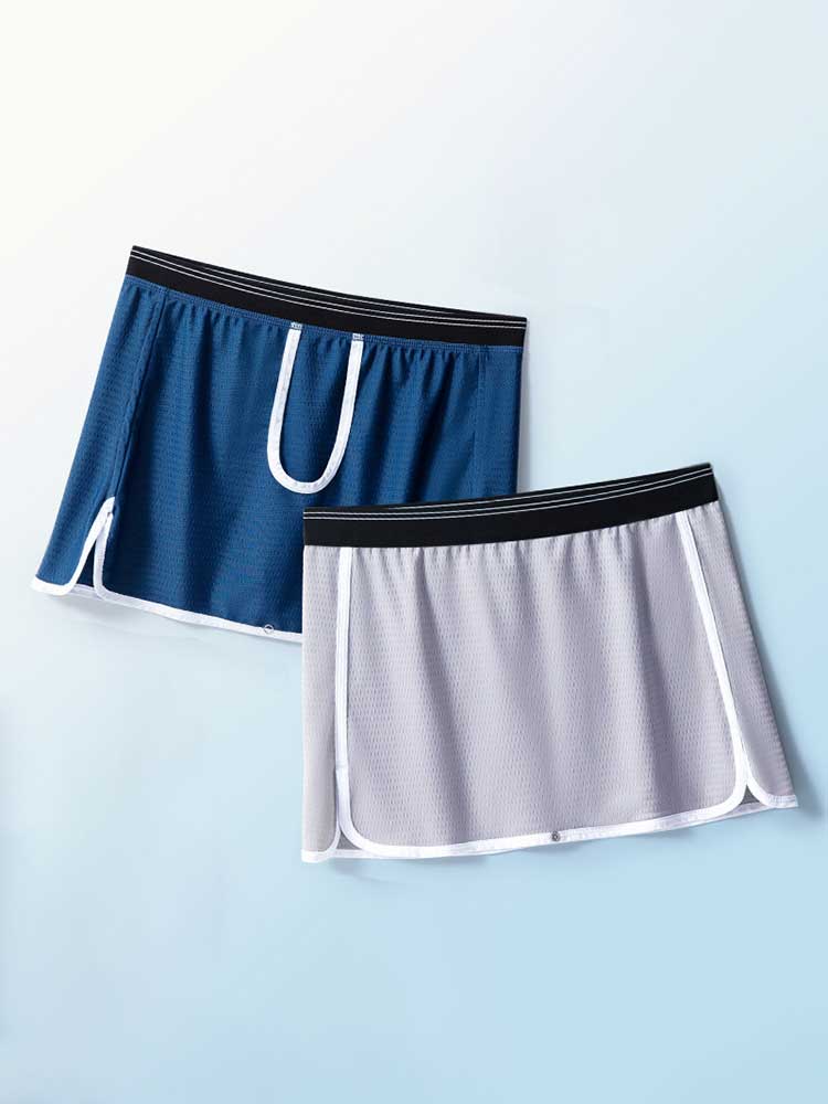 Men's Gun Bullet Separation Crotchless Skirt Trunks