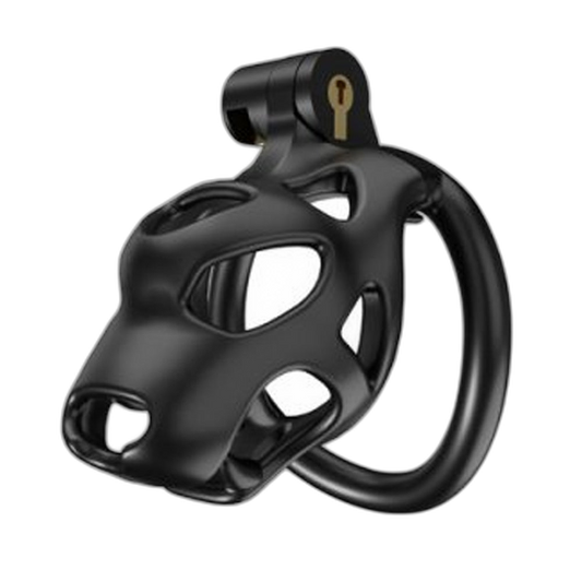 LOCK4D Dog Head Bent Ring Chastity Cock Cage Small