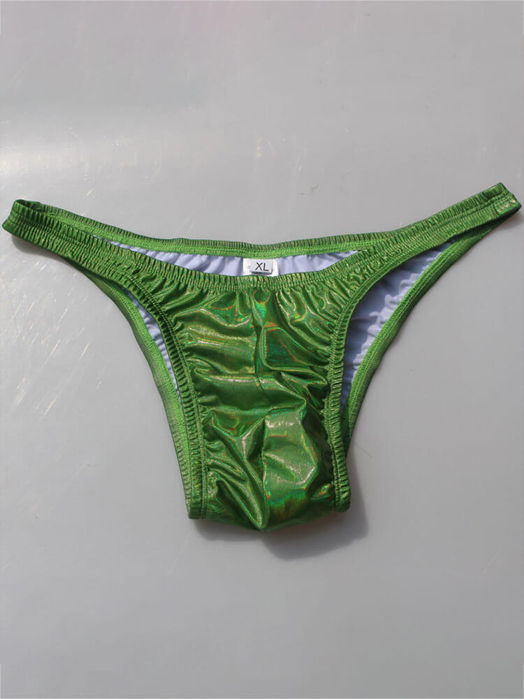 Men's Solid-Color Glossy Bodybuilding Briefs