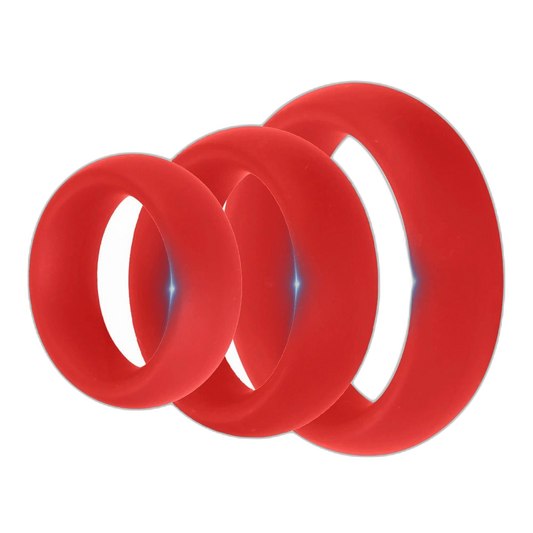 ruff GEAR Pure Silicone Donut Cock Ring Set Red