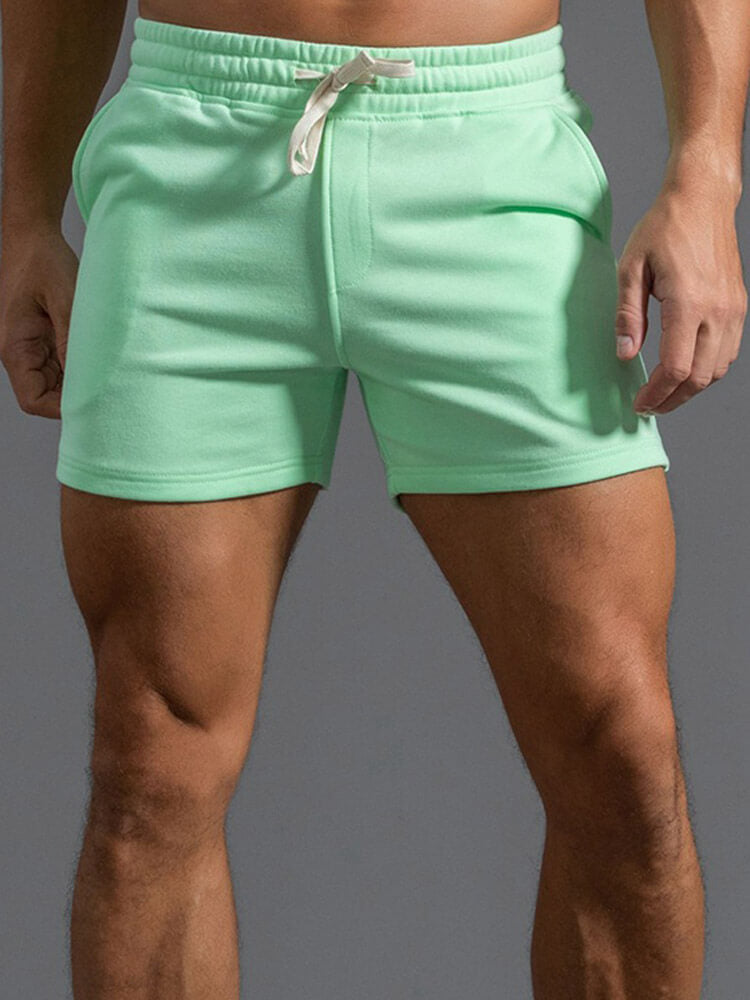 Men's Casual Solid Cotton Gym Shorts