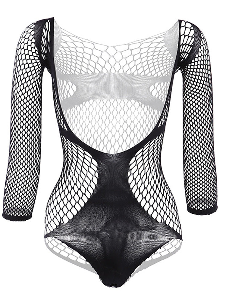 Men's V-Neck One-Piece Mesh Suit
