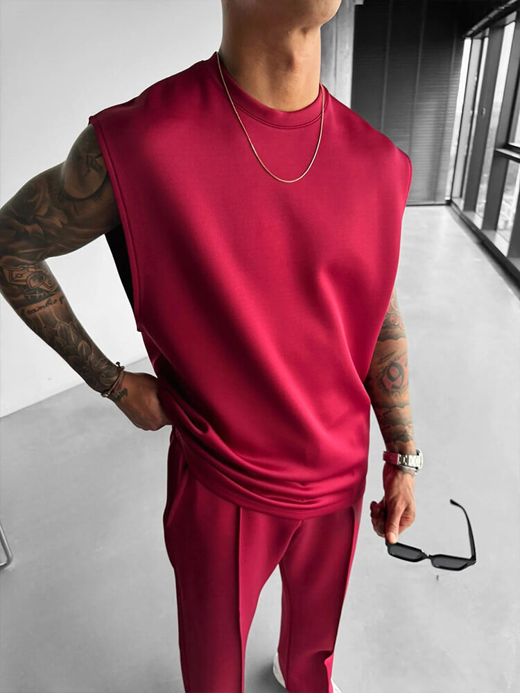 Men's Casual Sleeveless Vest Trousers Sports Suit