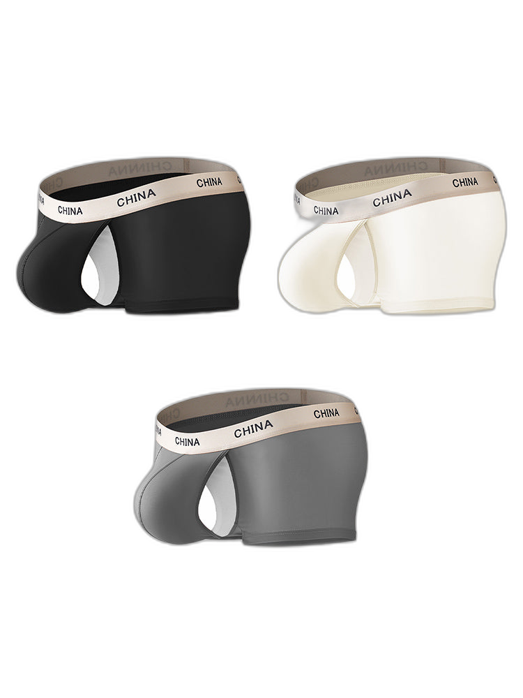 3 Pack Men's Ice Silk Bare-Sensation Breathable Lightweight Separating Trunks