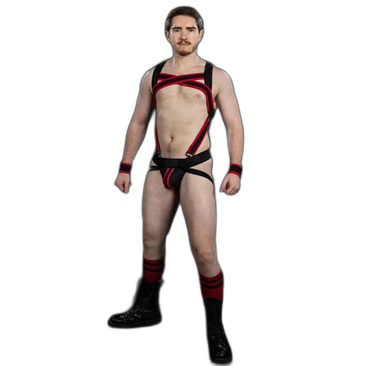 Mr.S Leather X-Factor Carbon Black Body Harness | Red