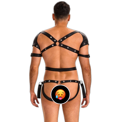Black Leather Harness Jumpsuit