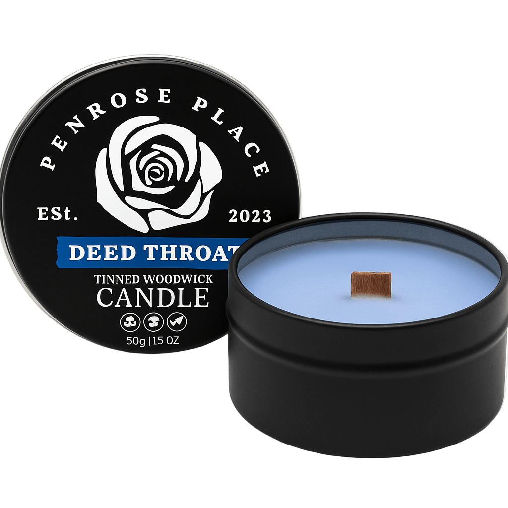 Deep Throat Tinned Woodwick Candle Blueberry & Sea Salt - The Pup Play Hub