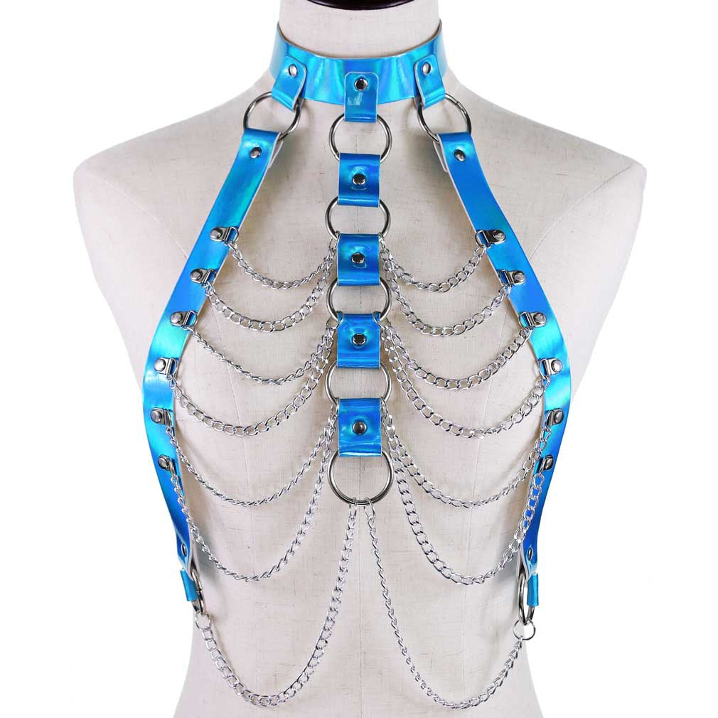 Laser Strappy Leather Metal Body Chain