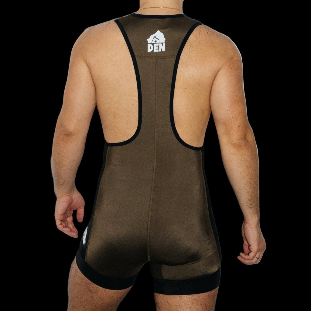 DEN CORE Wrestling Singlet - Khaki - The Pup Play Hub