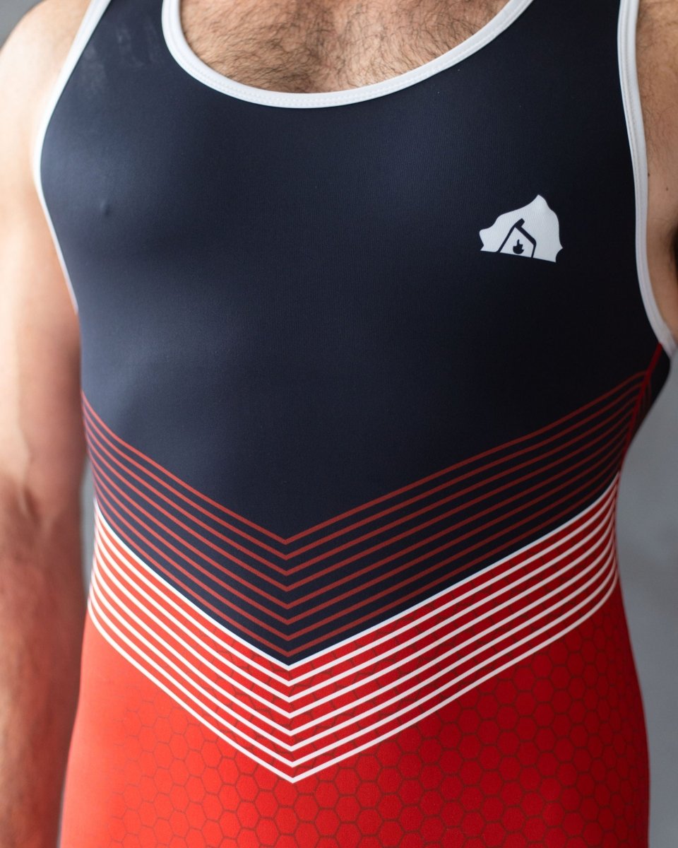 DEN Wrestling Singlet - Black v Red - The Pup Play Hub