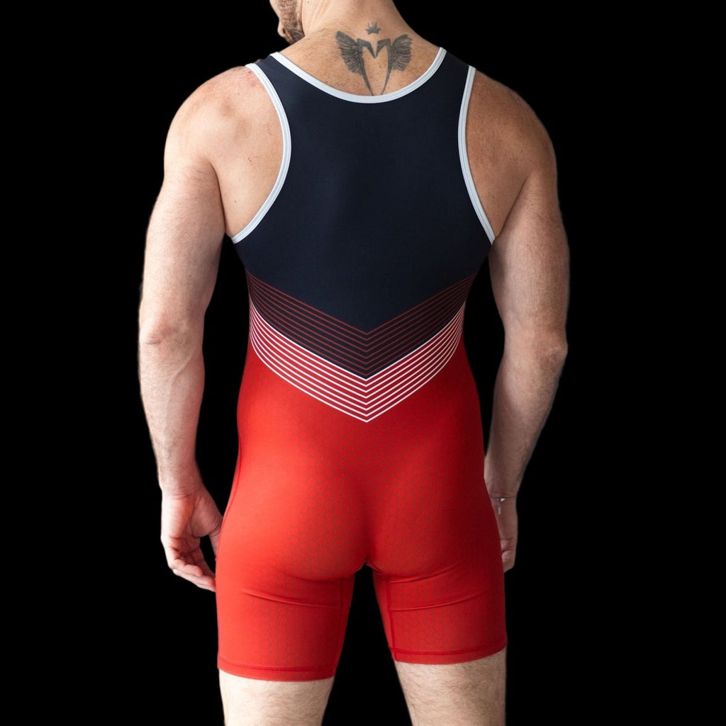 DEN Wrestling Singlet - Black v Red - The Pup Play Hub
