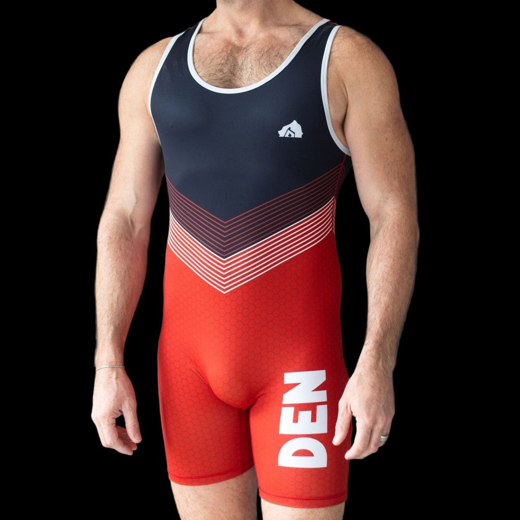 DEN Wrestling Singlet - Black v Red - The Pup Play Hub