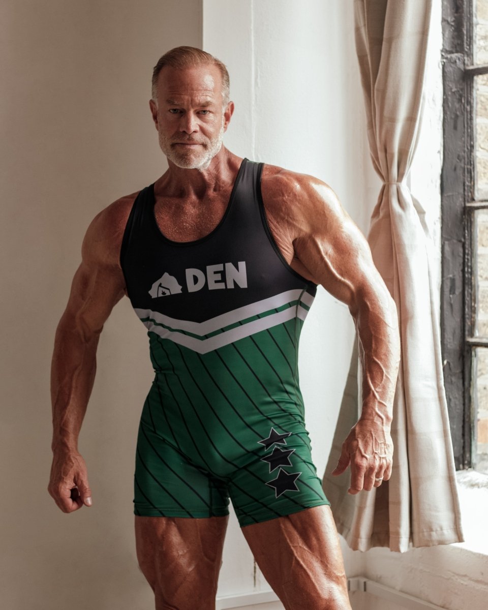 DEN Wrestling Singlet - Collegiate Green - The Pup Play Hub