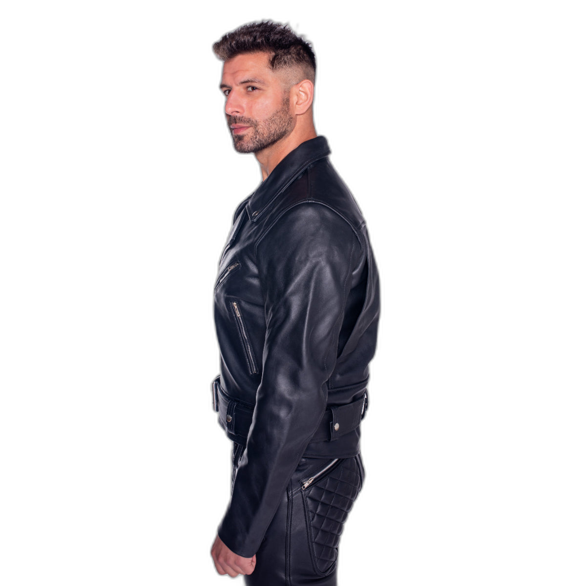 Prowler RED Leather Police Jacket Black