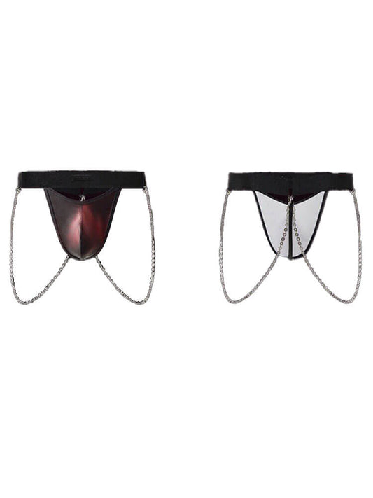 Men's Sexy Thermochromic Elastic PU Leather Chain Thong