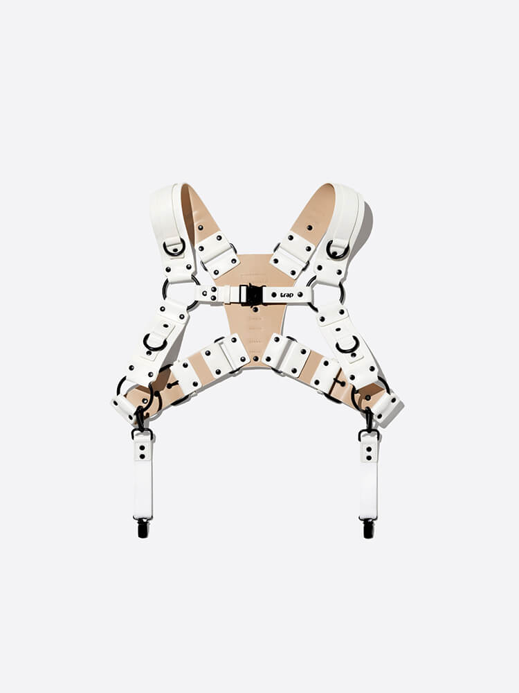 Men's Sexy White Leather Adjustable Chest Harness