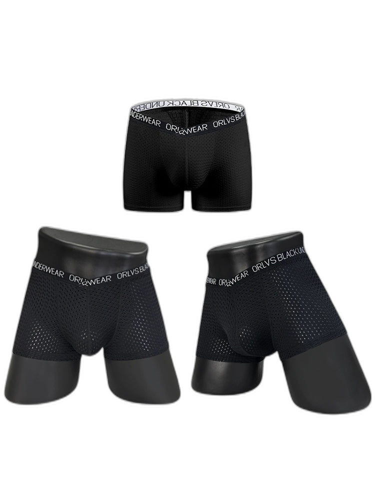 2 Pack Men's Sexy V-shape Waistband Mesh Trunks