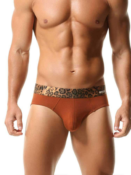 Men's Sexy Leopard Print Panels Cotton Briefs 