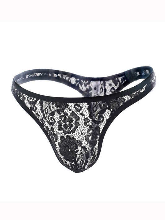 Men's See-Through Lace Thong