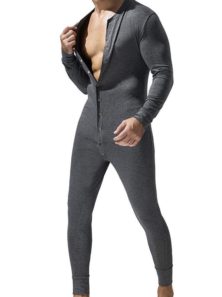 Men's Single Breasted Skinny Crotchless Bodysuit