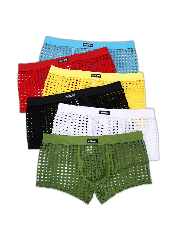 2 Pack Men's Hollow Mesh Sexy Trendy Moisture-Wicking Trunks