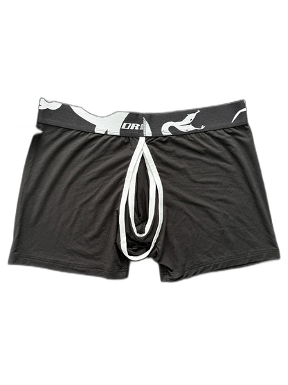 Men's Detachable Pouch Easy-Access Open Fly Modal Split-Crotch Boxers Briefs