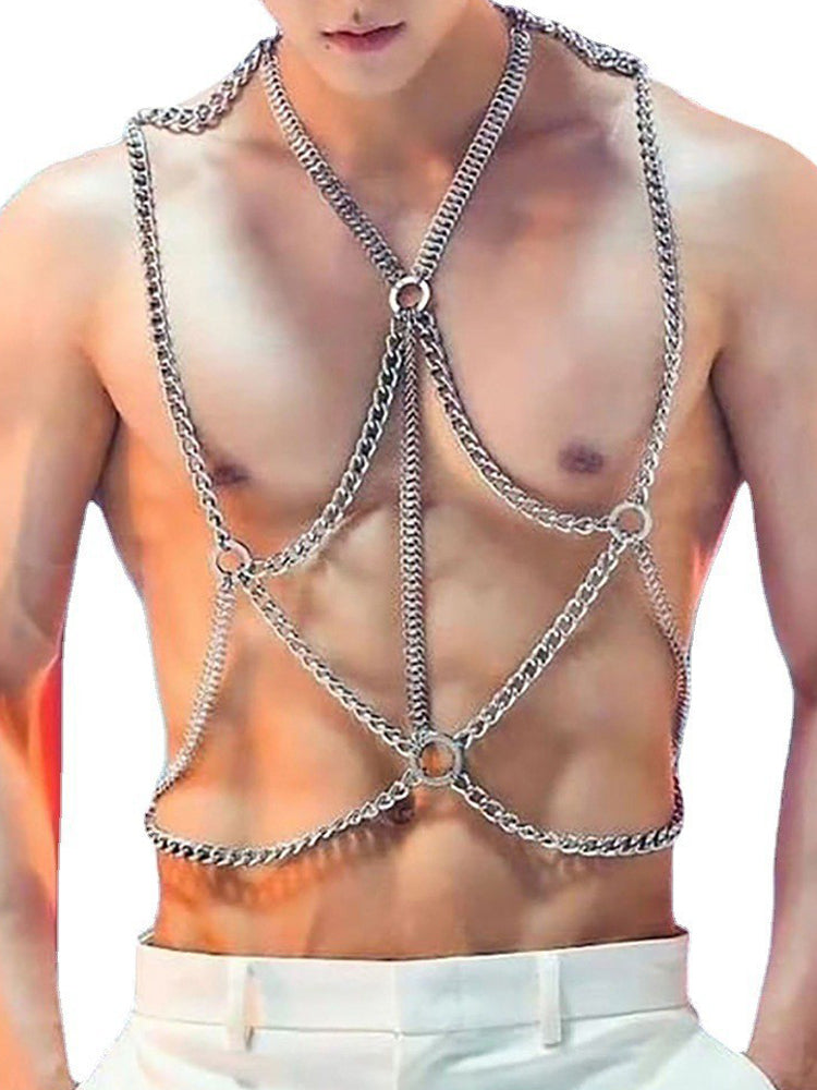 Men's Body Chain Harness - Silver