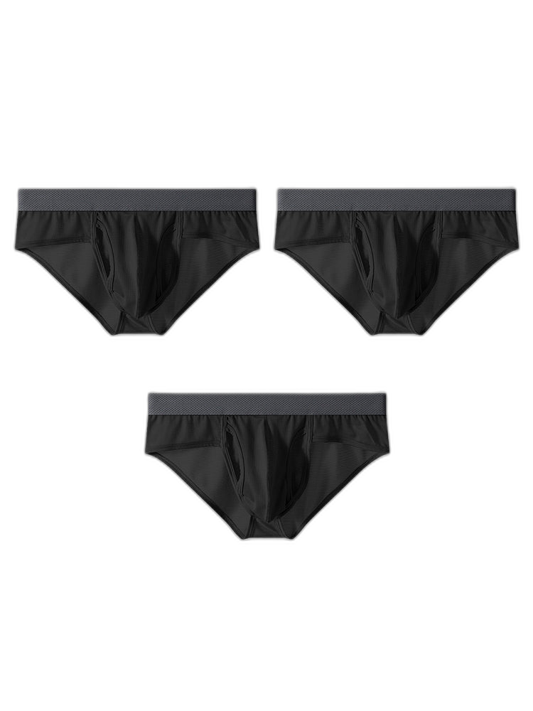 3 Pack Men's Ultra-Soft Breathable Mesh Ice Silk Briefs