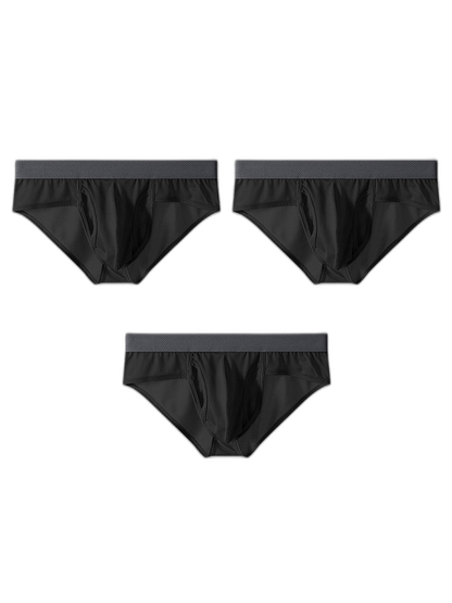 3 Pack Men's Ultra-Soft Breathable Mesh Ice Silk Briefs