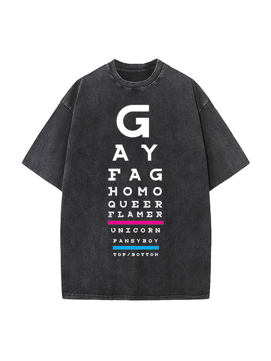 Gay Eye Chart Vintage Washed Cotton T-Shirt