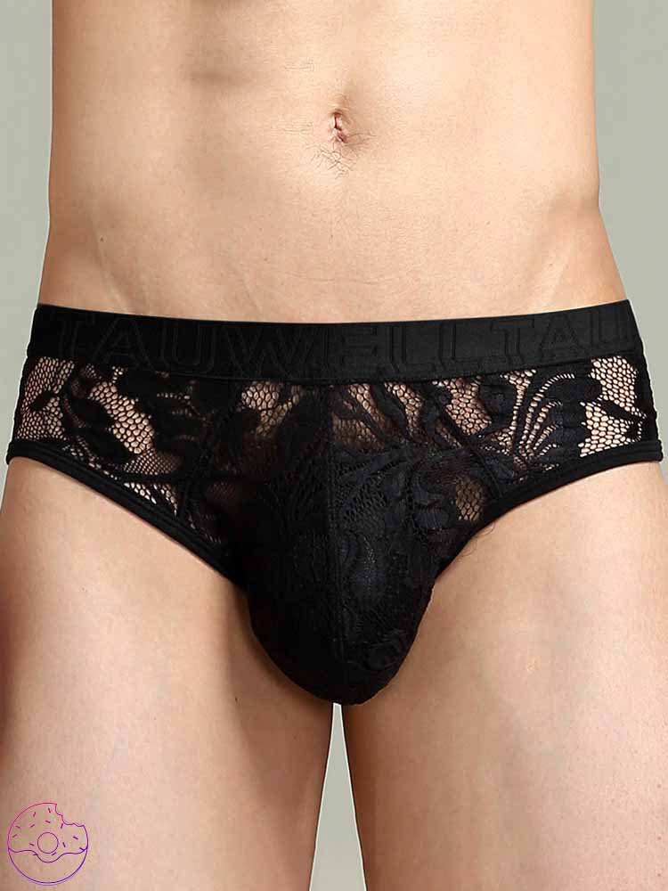 Men's Low Rise Lace Semi-Sheer Briefs