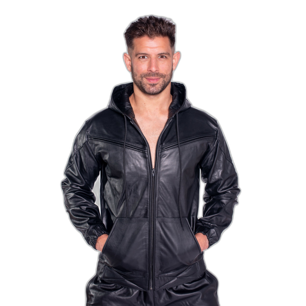 Prowler RED V Sports Leather Jacket Black