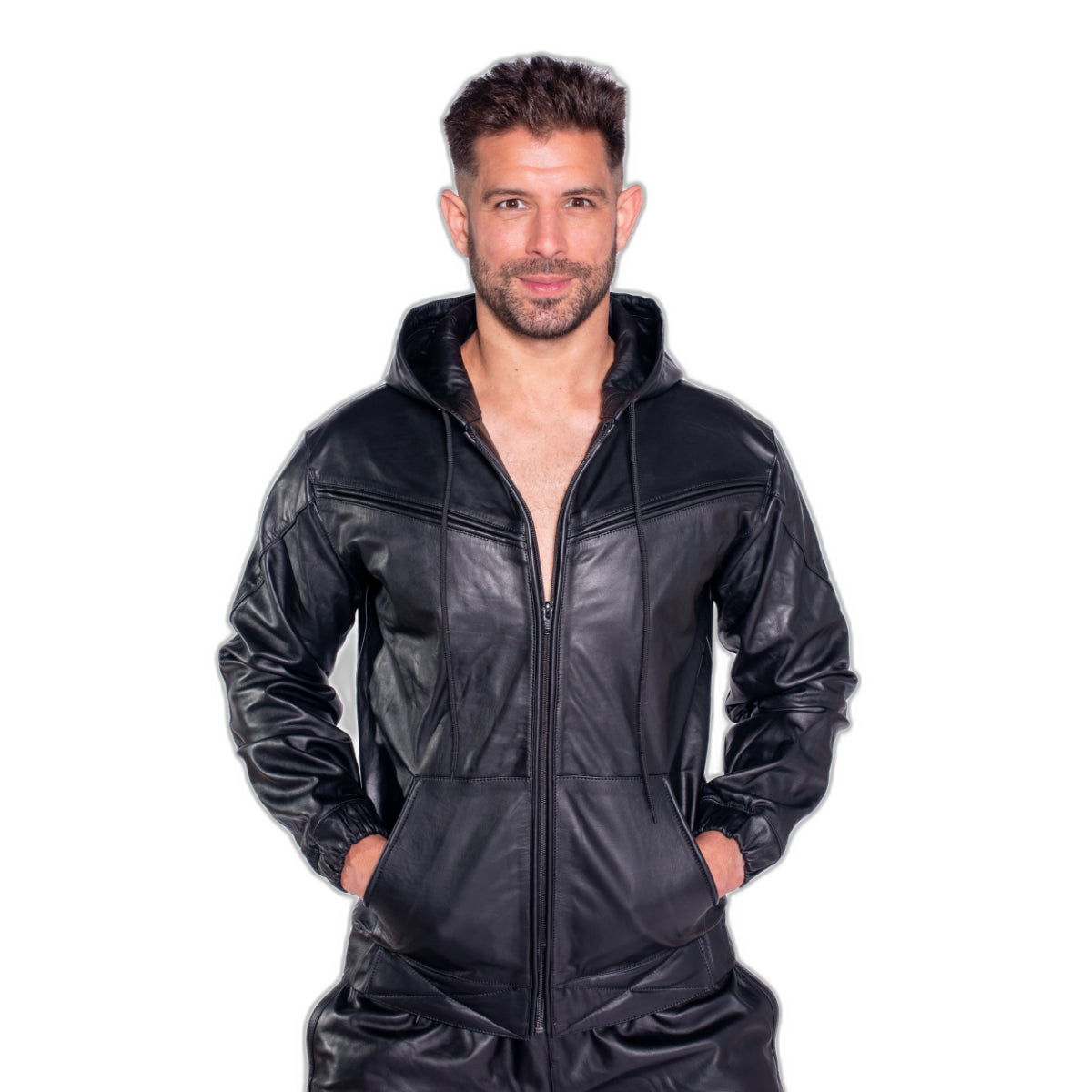 Prowler RED V Sports Leather Jacket Black