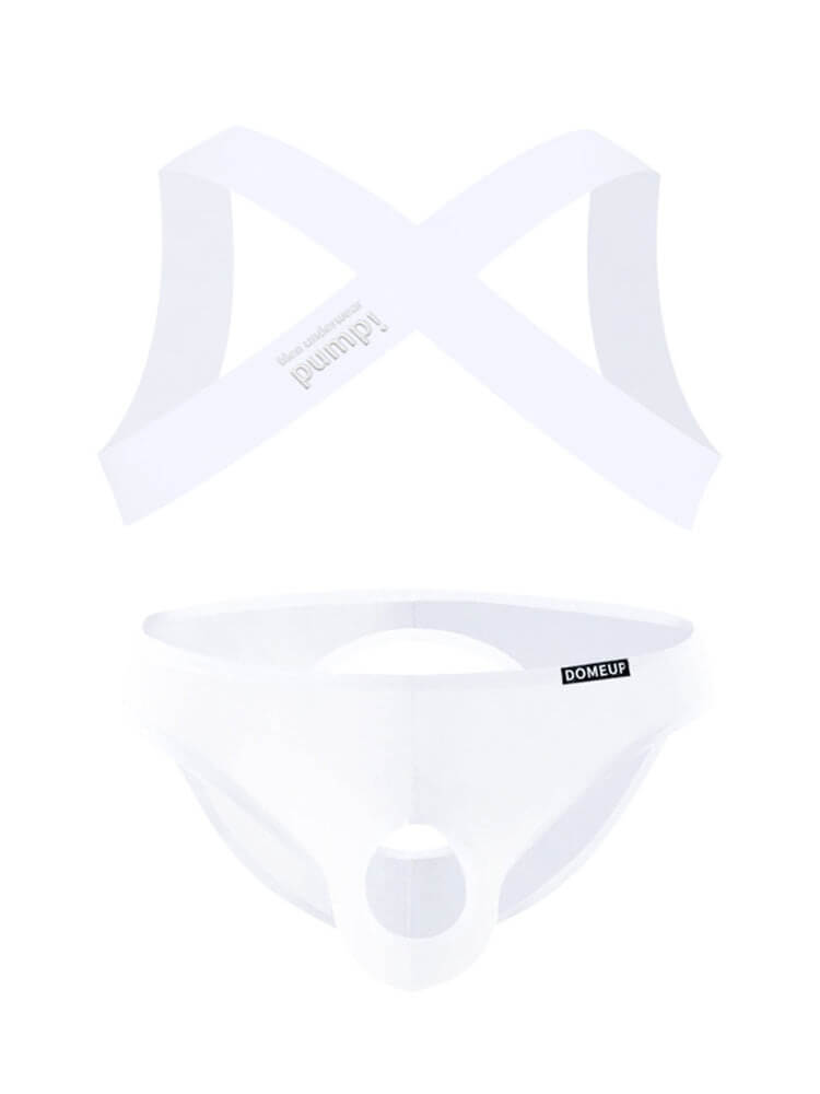 Men's Elastic Shoulder Strap Underwear 2-Piece Set