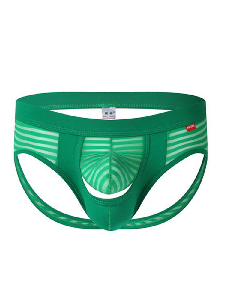 Men’s Sexy Striped Hollow Jockstrap With Separate Pouch