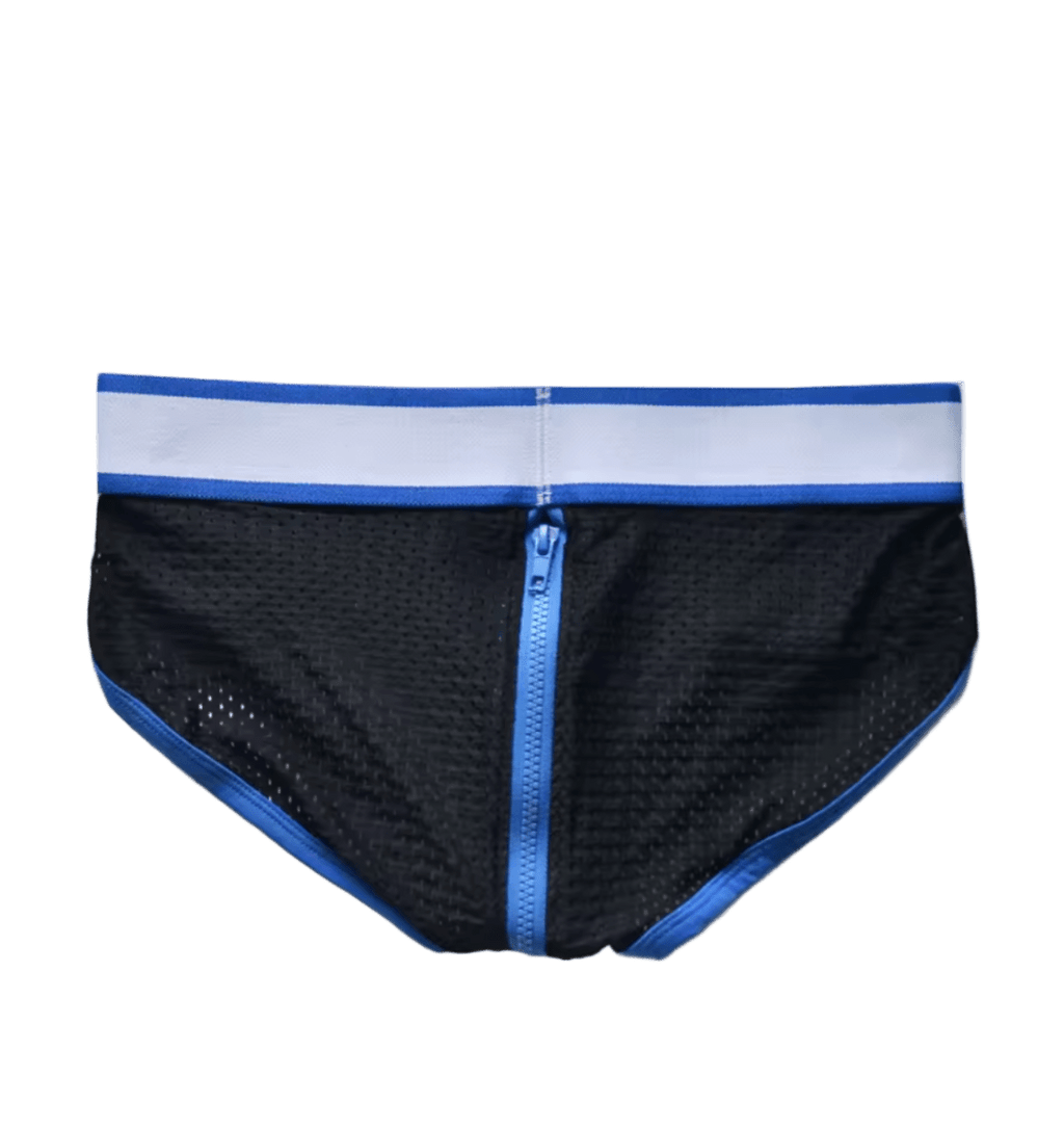 Dog & Master Mesh Mesh Zipper Bum Briefs Blue - The Pup Play Hub