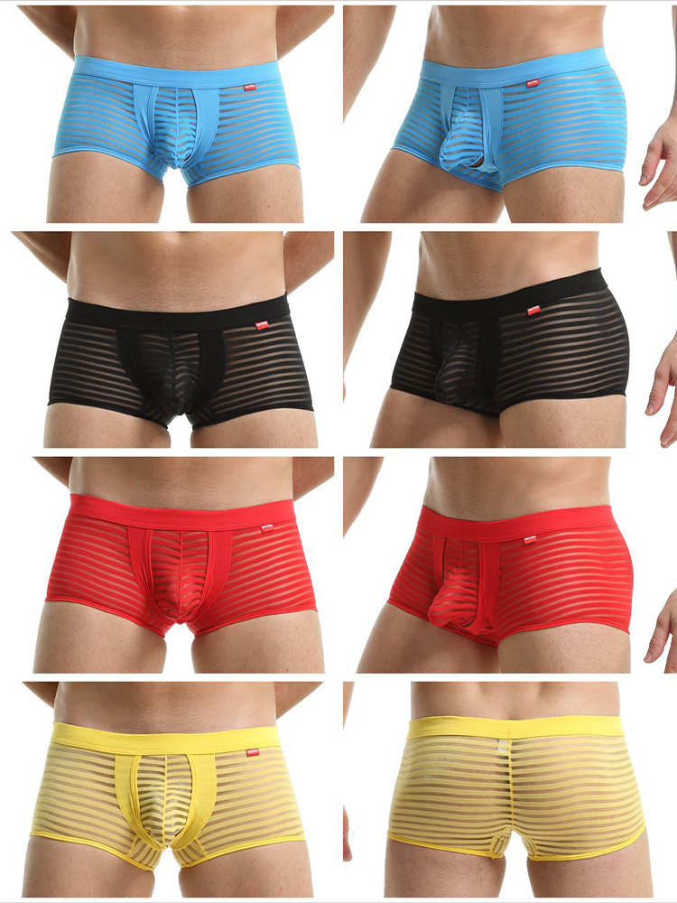 Men’s Sexy Striped Hollow Jockstrap With Separate Pouch