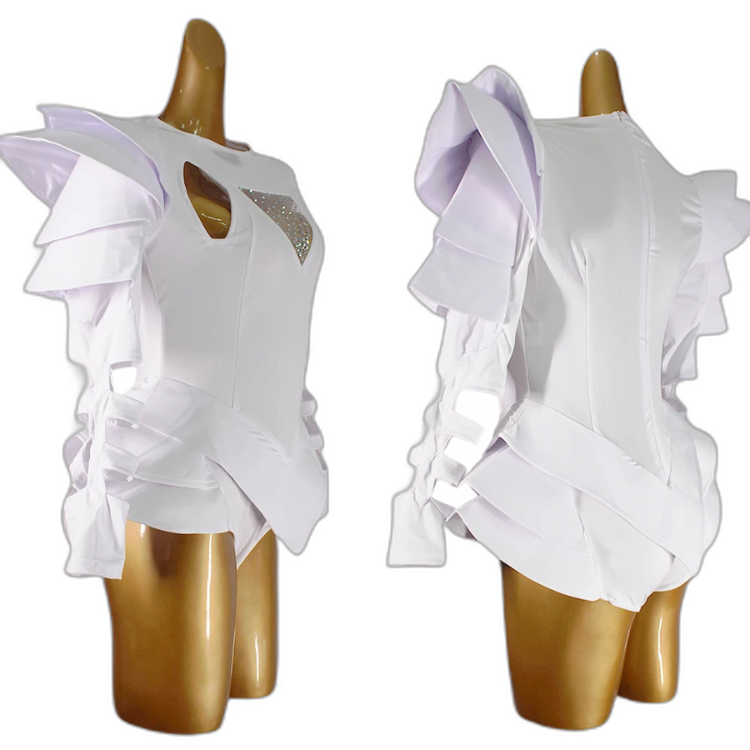 Crystal Couture White Party Bodysuit