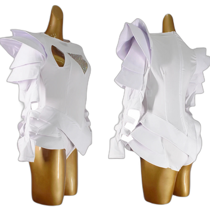 Crystal Couture White Party Bodysuit
