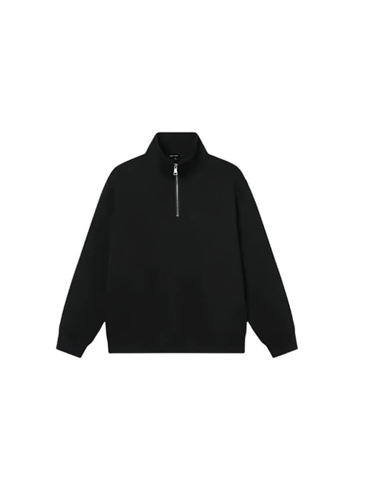 Men's Half Zip Stand Collar Solid Color Sweatshirt