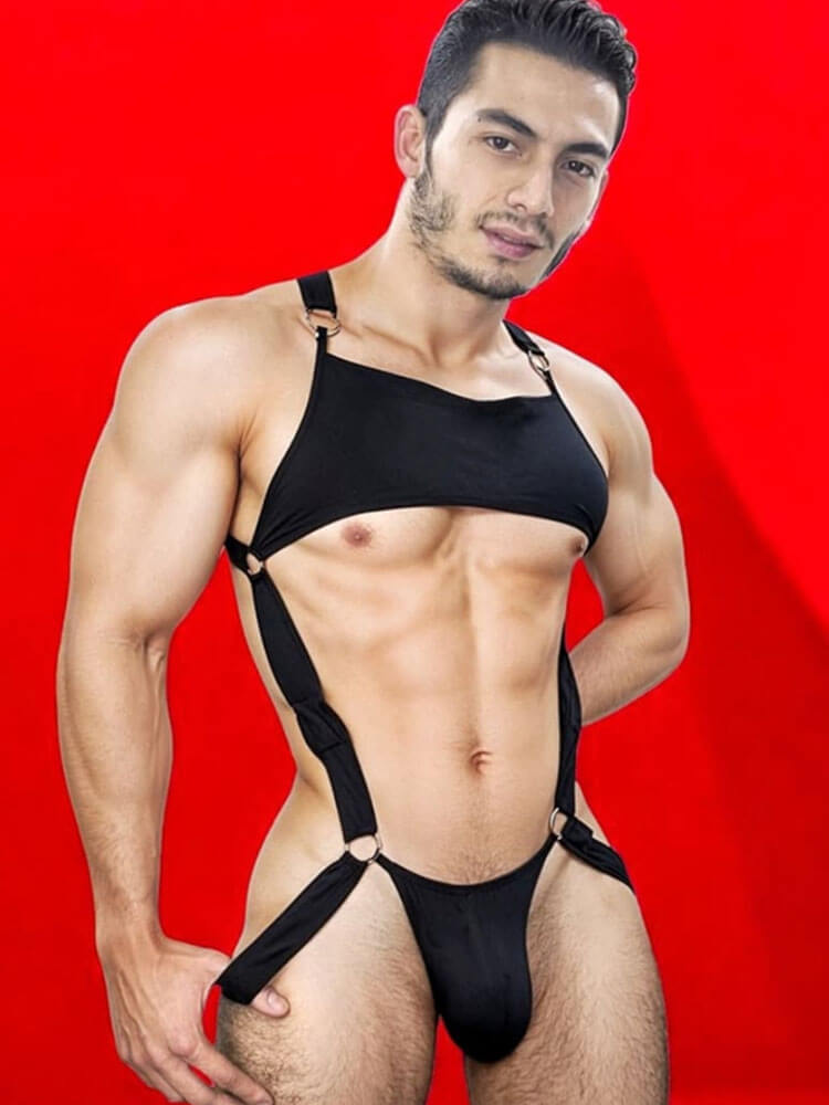 Men's Hollow Sexy Slim Buckle Design Bodysuit